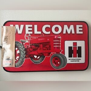 International Harvester Farmall Tractor 17.7”x30” Rug, indoor/Outdoor Red Mat.